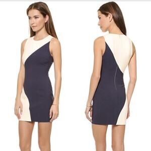 Elizabeth and James Bodycon Mini Dress Sleeveless Color Block Ivory Navy Size 00
